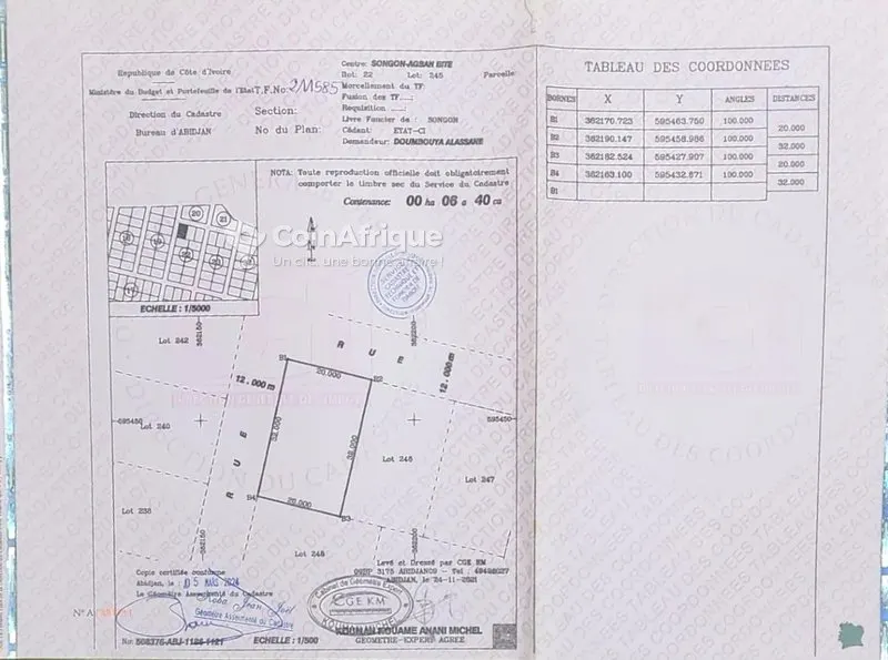 Terrain 640 m² avec ACD — Songon Agban Bité
